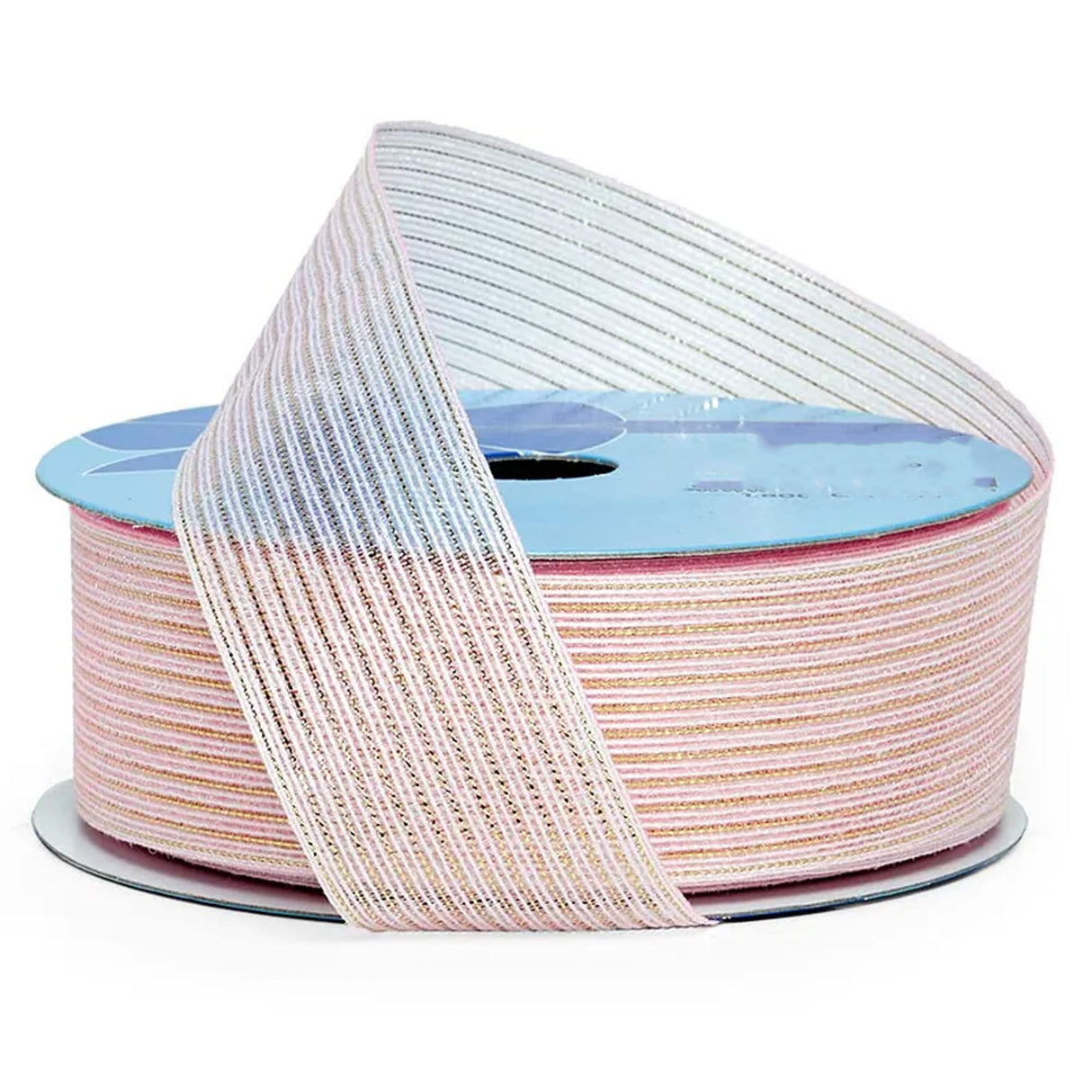 Open Weave Metallic Striped Ribbon 1 1/2 '' X 20 yd Light Pink Color 1 / roll