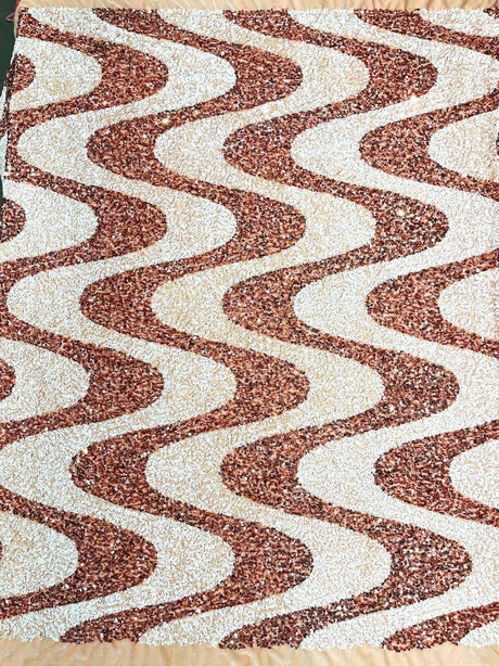 Wave Sequin Stretch Velvet Fabric - Wave Design, 54" Width (1 Yard)