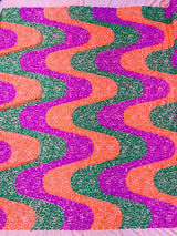 Wave Sequin Stretch Velvet Fabric - Wave Design, 54" Width (1 Yard)