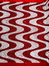 Wave Sequin Stretch Velvet Fabric - Wave Design, 54" Width (1 Yard)