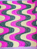 Wave Sequin Stretch Velvet Fabric - Wave Design, 54" Width (1 Yard)