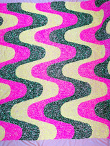 Wave Sequin Stretch Velvet Fabric - Wave Design, 54" Width (1 Yard)