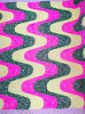 Wave Sequin Stretch Velvet Fabric - Wave Design, 54" Width (1 Yard)
