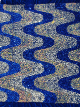 Wave Sequin Stretch Velvet Fabric - Wave Design, 54" Width (1 Yard)