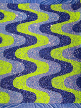 Wave Sequin Stretch Velvet Fabric - Wave Design, 54" Width (1 Yard)