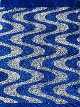 Wave Sequin Stretch Velvet Fabric - Wave Design, 54" Width (1 Yard)