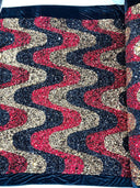 Wave Sequin Stretch Velvet Fabric - Wave Design, 54" Width (1 Yard)