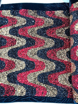 Wave Sequin Stretch Velvet Fabric - Wave Design, 54" Width (1 Yard)