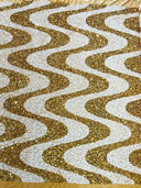 Wave Sequin Stretch Velvet Fabric - Wave Design, 54" Width (1 Yard)