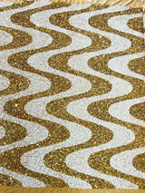 Wave Sequin Stretch Velvet Fabric - Wave Design, 54" Width (1 Yard)