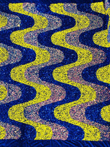 Wave Sequin Stretch Velvet Fabric - Wave Design, 54" Width (1 Yard)