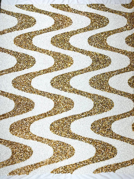 Wave Sequin Stretch Velvet Fabric - Wave Design, 54" Width (1 Yard)