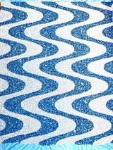 Wave Sequin Stretch Velvet Fabric - Wave Design, 54" Width (1 Yard)