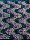 Wave Sequin Stretch Velvet Fabric - Wave Design, 54" Width (1 Yard)