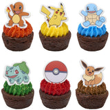 Pokémon Rings, Cupcake Decorations With Pikachu, Bulbasaur, Eevee, Charmander, Squirtle, and Poké Ball, Multicolored Food Safe Cake Toppers – 12 Pack
