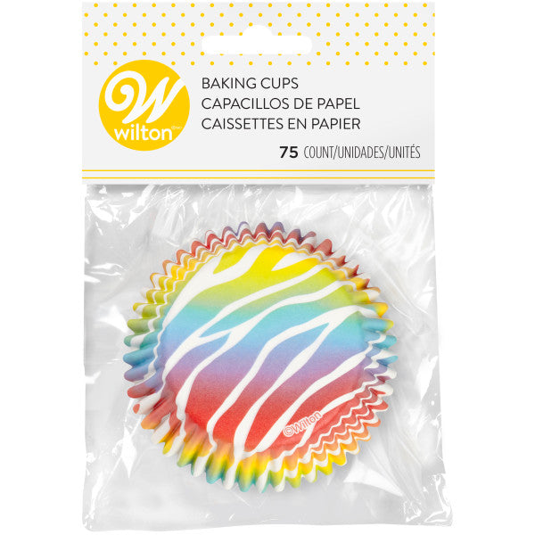 Wilton Rainbow Zebra Print Standard Cupcake Liners, 75-Count