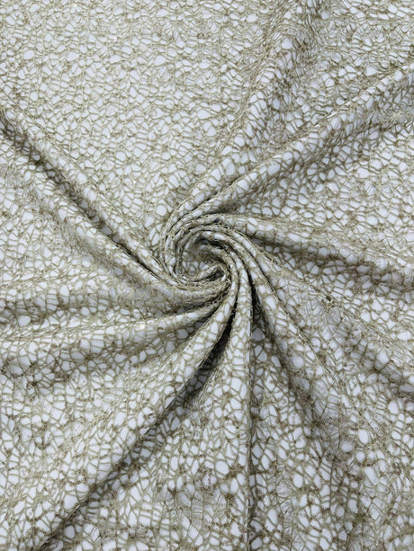Web Sequin Fish Net Polyester Fabric - Blush Peach, Champagne, Taupe, White Open Mesh Sequin Design, 60" Width (1 Yard)