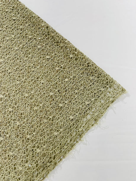 Web Sequin Fish Net Polyester Fabric - Blush Peach, Champagne, Taupe, White Open Mesh Sequin Design, 60" Width (1 Yard)
