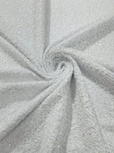 Web Sequin Fish Net Polyester Fabric - Blush Peach, Champagne, Taupe, White Open Mesh Sequin Design, 60" Width (1 Yard)