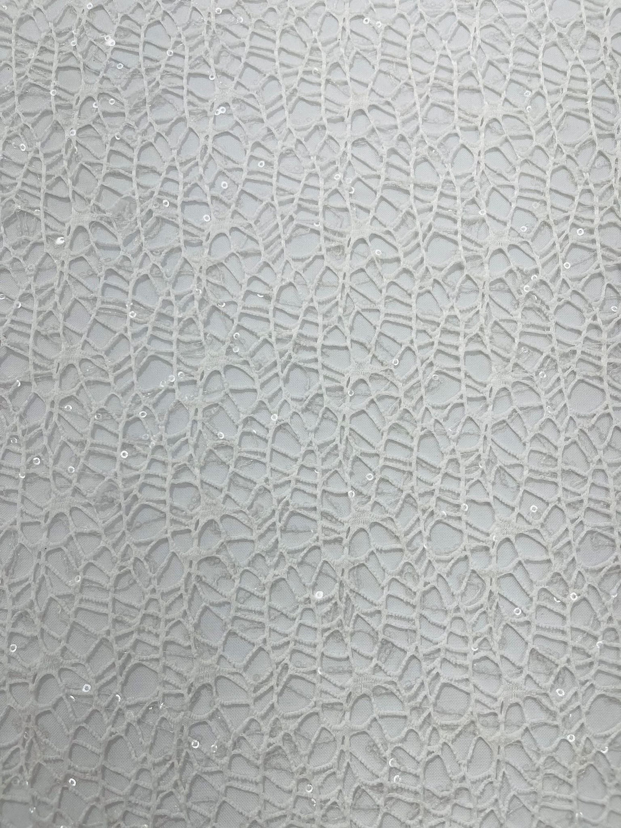 Web Sequin Fish Net Polyester Fabric - Blush Peach, Champagne, Taupe, White Open Mesh Sequin Design, 60" Width (1 Yard)