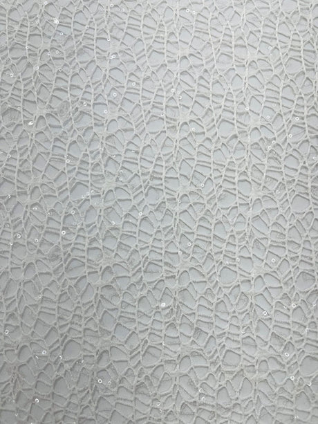 Web Sequin Fish Net Polyester Fabric - Blush Peach, Champagne, Taupe, White Open Mesh Sequin Design, 60" Width (1 Yard)