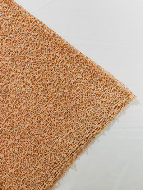 Web Sequin Fish Net Polyester Fabric - Blush Peach, Champagne, Taupe, White Open Mesh Sequin Design, 60" Width (1 Yard)