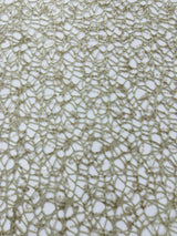 Web Sequin Fish Net Polyester Fabric - Blush Peach, Champagne, Taupe, White Open Mesh Sequin Design, 60" Width (1 Yard)