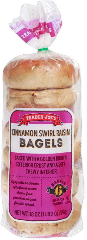 Cinnamon Swirl Raisin Bagels 18 Oz Soft Sweet Bakery Bagels