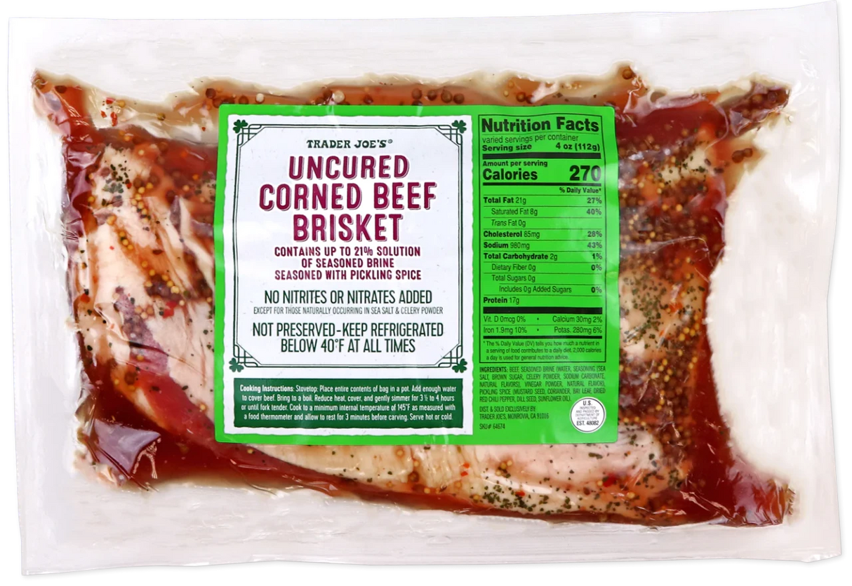 Uncured Corned Beef Brisket 1 Lb Seasoned Brined Beef Cut