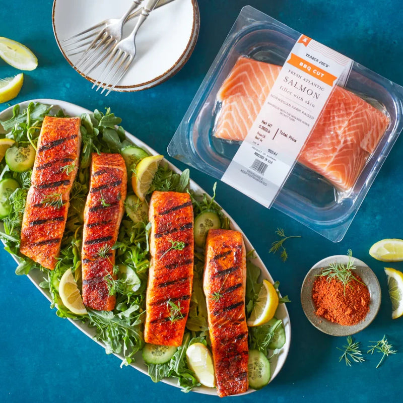 BBQ Cut Fresh Atlantic Salmon Fillets 1 Lb Premium Skin-On Norwegian Salmon
