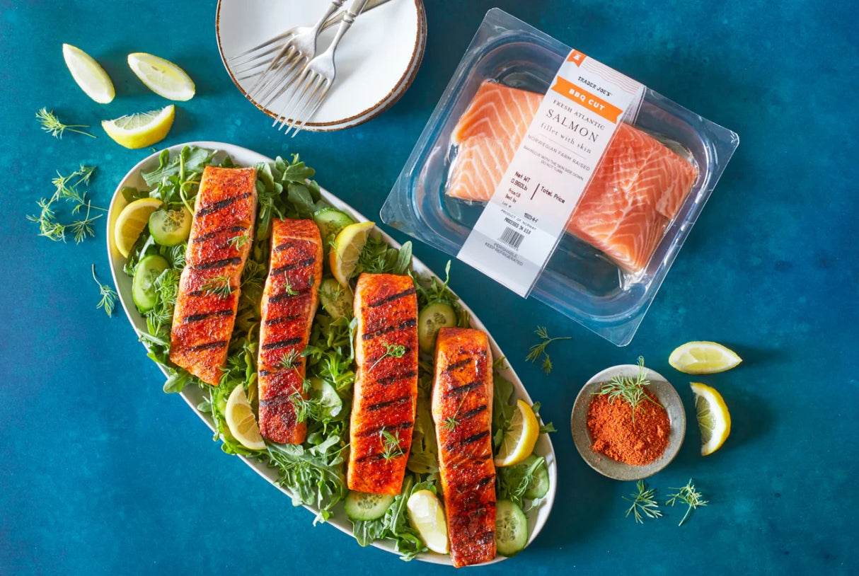 BBQ Cut Fresh Atlantic Salmon Fillets 1 Lb Premium Skin-On Norwegian Salmon