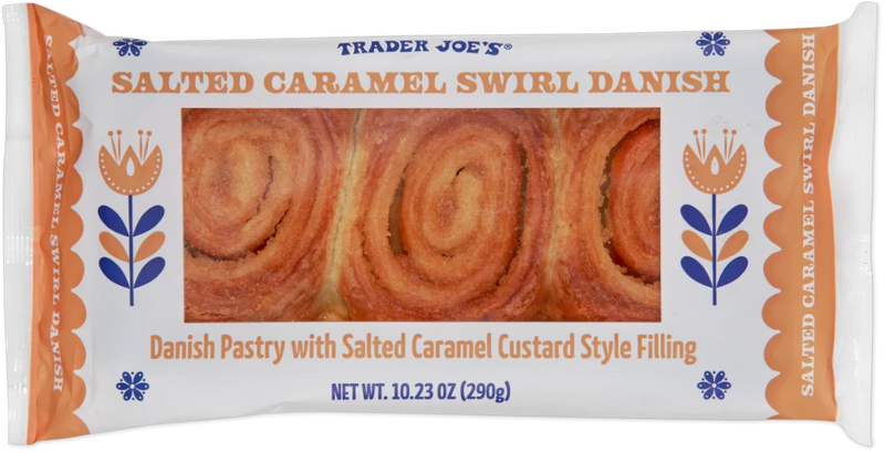 Salted Caramel Swirl Danish 10.23 Oz Flaky Danish Pastry with Caramel Custard Swirl