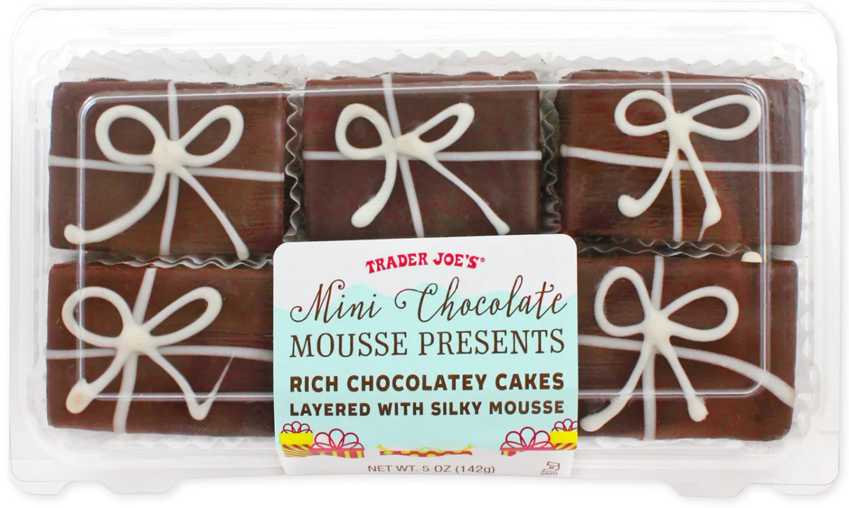 Mini Chocolate Mousse Presents 5 Oz Holiday Chocolate Gift-Shaped Cakes