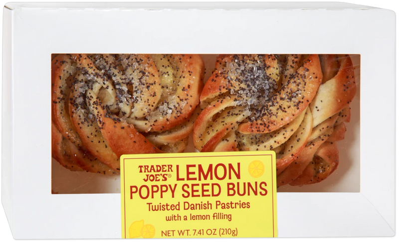 Lemon Poppy Seed Buns 7.4 Oz Twisted Danish Style Bakery Pastries