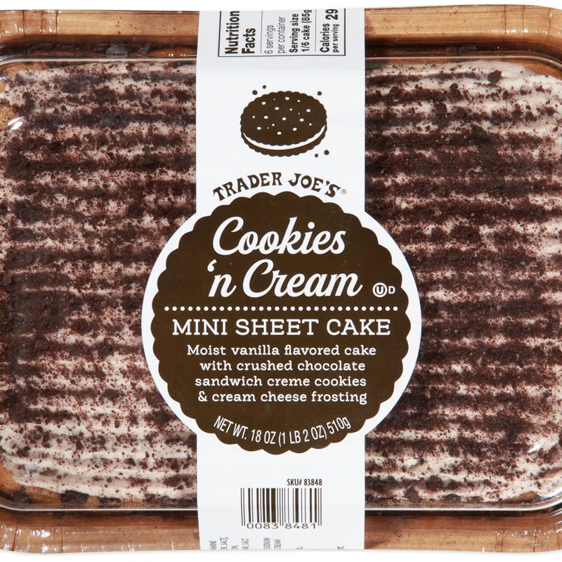 Cookies 'n Cream Mini Sheet Cake 18 Oz Chocolate Cookie Dessert Cake
