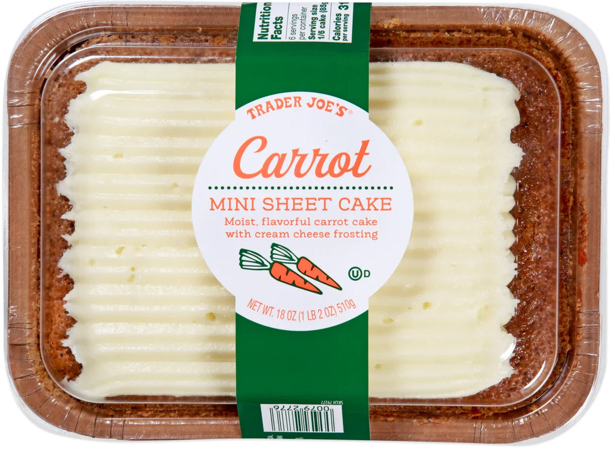 Carrot Mini Sheet Cake 18 Oz Moist Spiced Bakery Dessert Cake