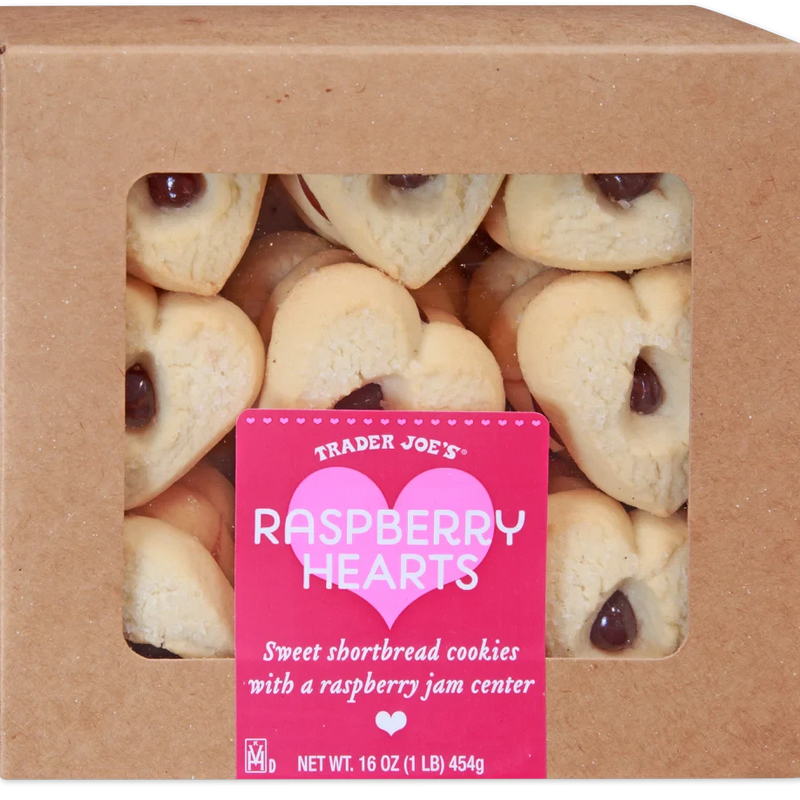 Raspberry Hearts Cookies 16 Oz Heart Shaped Shortbread Raspberry Jam Cookies