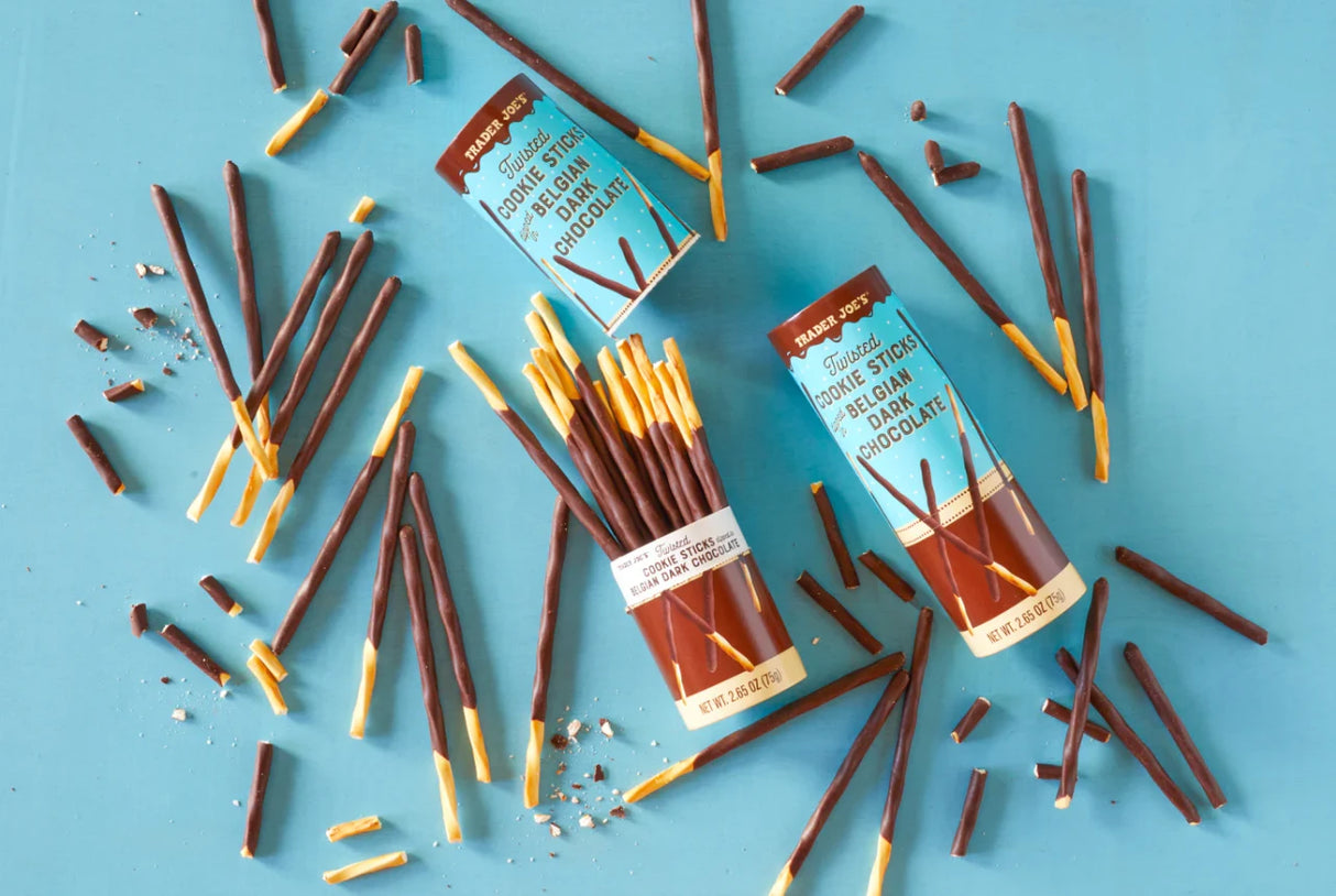Twisted Cookie Sticks – Belgian Dark Chocolate Dipped Biscuit Sticks