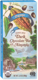 Organic Dark Chocolate Bar with Almonds – 73% Cacao Rich Chocolate Experience