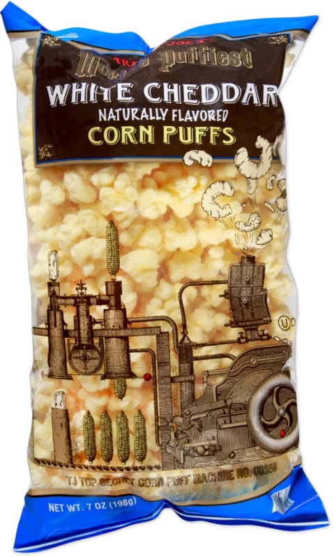 World’s Puffiest White Cheddar Corn Puffs – Extra Airy Cheese Snack