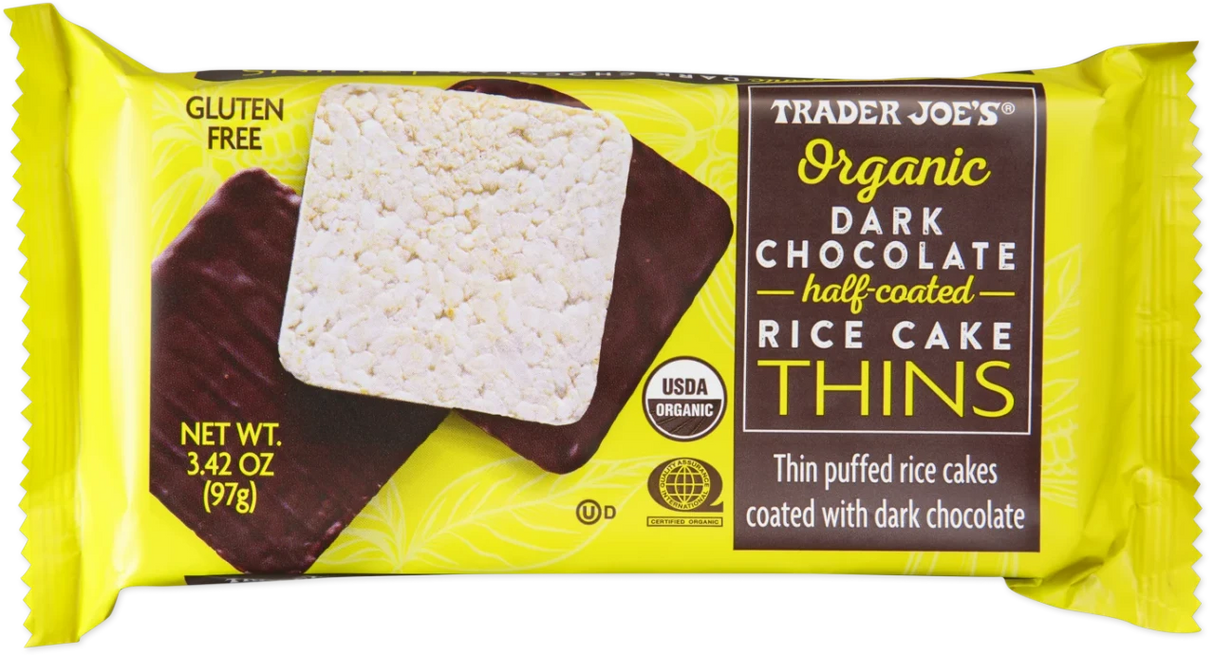 Organic Dark Chocolate Half-Coated Rice Cake Thins – Crunchy Chocolate Rice Snack