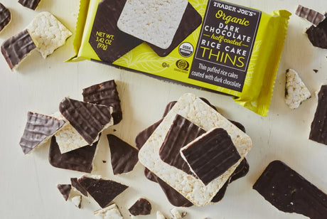 Organic Dark Chocolate Half-Coated Rice Cake Thins – Crunchy Chocolate Rice Snack