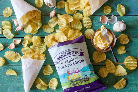 Garlic Butter Irish Potato Chips – Savory Crinkle-Cut Comfort Snack