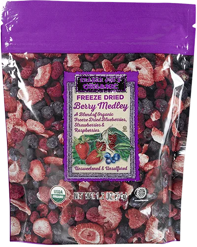 Organic Freeze-Dried Berry Medley – Blueberries, Strawberries & Raspberries (1.2 oz)