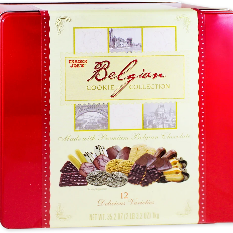 Belgian Cookie Collection Assorted Gourmet Holiday Cookies Tin 35.2 Oz