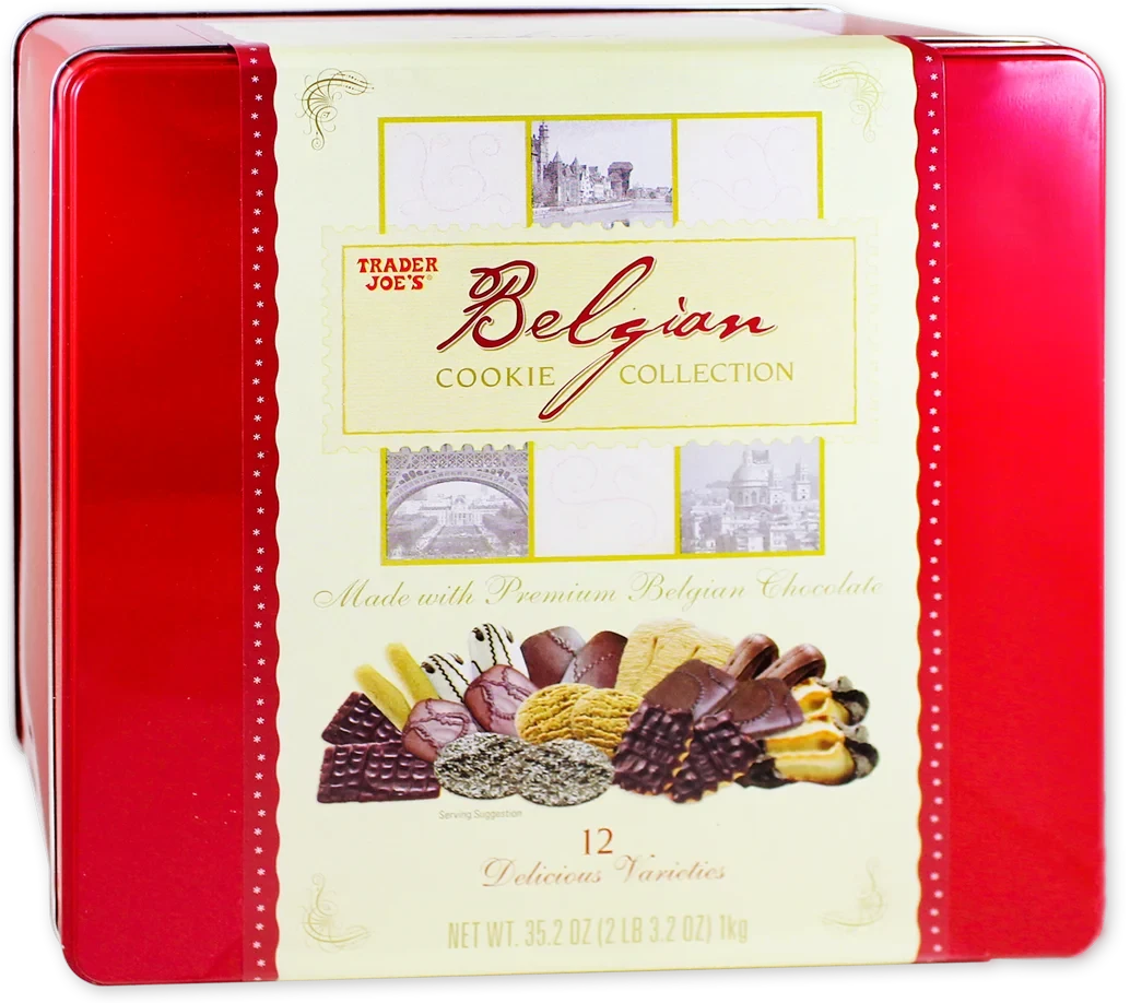 Belgian Cookie Collection Assorted Gourmet Holiday Cookies Tin 35.2 Oz