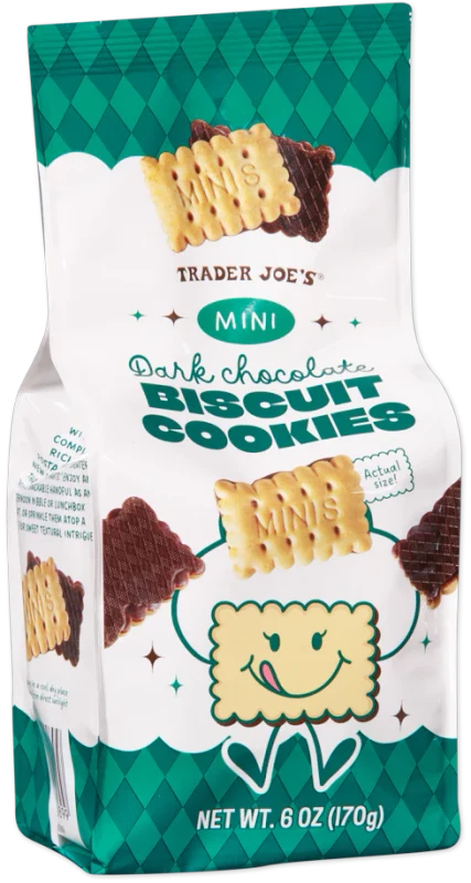 Mini Dark Chocolate Biscuit Cookies – Bite-Sized Chocolate-Coated Crispy Biscuits (6 oz)