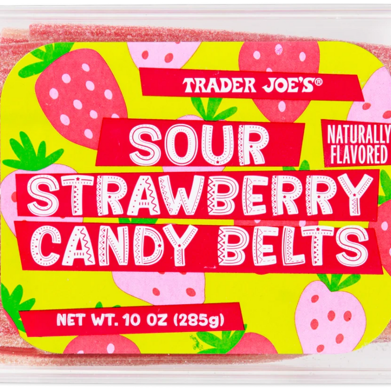 Sour Strawberry Candy Belts – Tangy Strawberry Chewy Strips (10 oz)