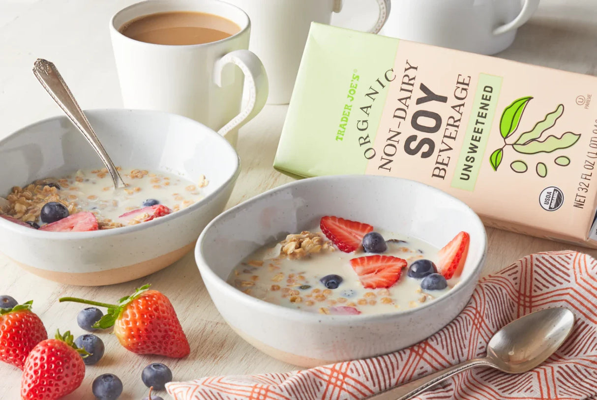 Organic Unsweetened Soy Beverage Dairy Free High Protein Vegan Milk Alternative