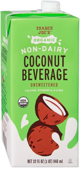 Organic Unsweetened Coconut Beverage Non-Dairy Free Vegan Milk Alternative